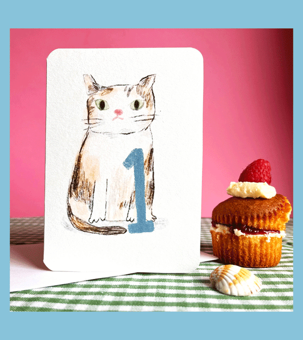 Age 1 Cat Birthday Card by Laura Skilbeck