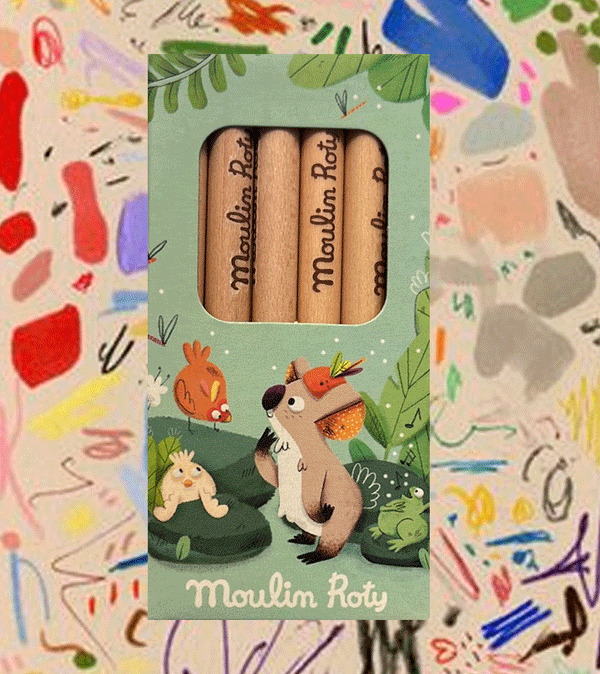 Dans la Jungle Box of 6 Colour Pencils by Moulin Roty