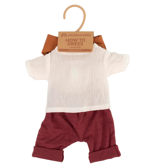 Shirt, Red Trousers and Bandana 32cm Doll Outfit by miniland