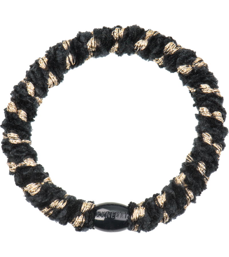 Black with Gold Stripe Velvet Hairband by Bon dep