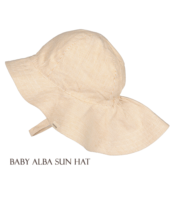 Baby Dijon Stripe Alba Long Sun Hat by MarMar Copenhagen