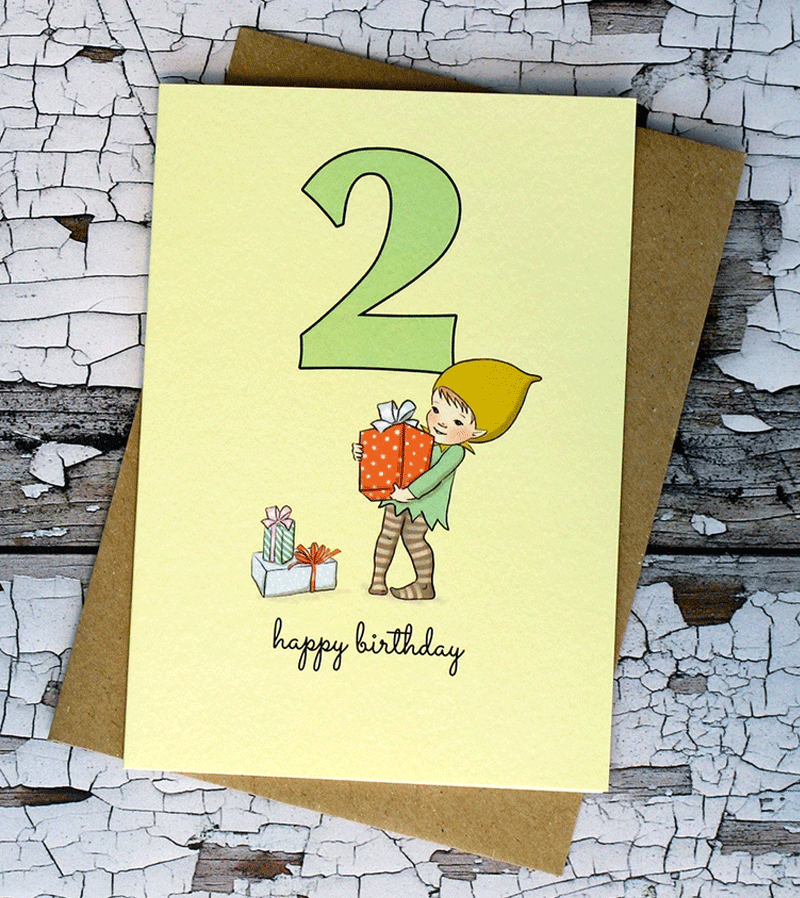 Age 2 Pixie Birthday Card by Made in Pixieland