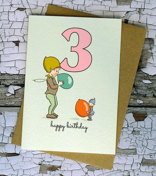 Age 3 Pixie Birthday Card by Made in Pixieland