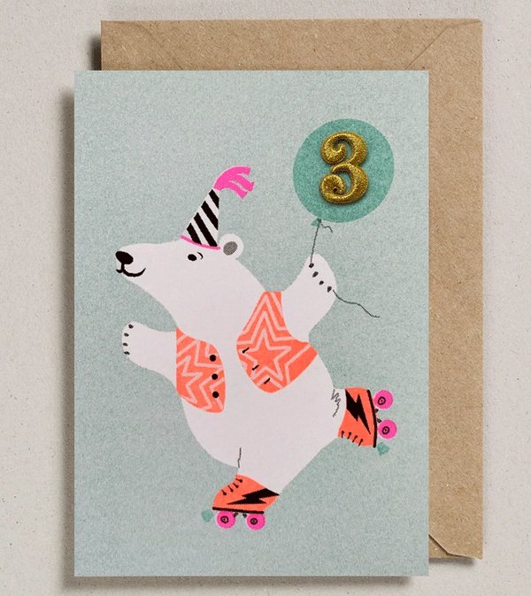 Age 3 Polarbear 3rd Birthday Card by Petra Boase