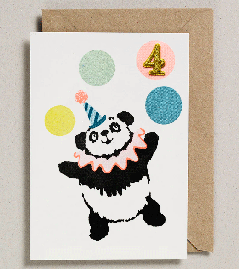 Age 4 Panda Birthday Card by Petra Boase - Niddle Noddle
