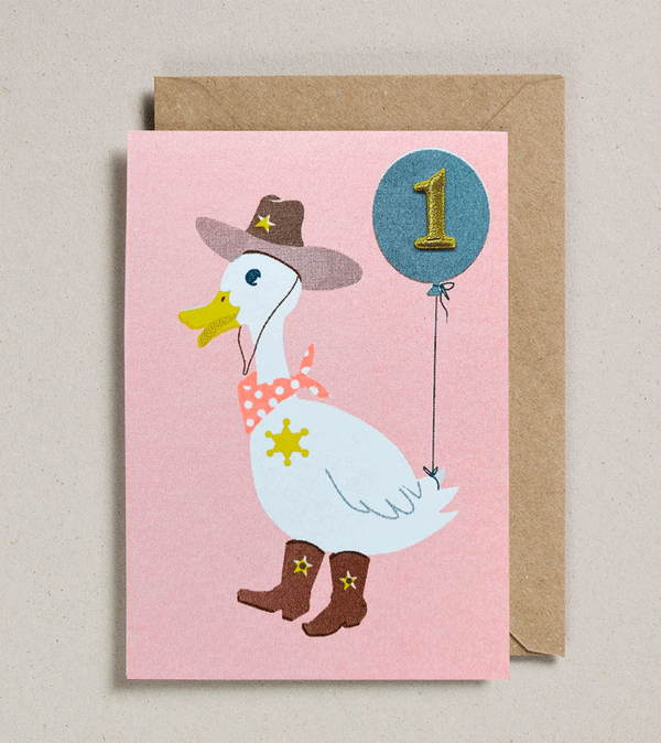 Age 1 Duck 1st Birthday Card by Petra Boase
