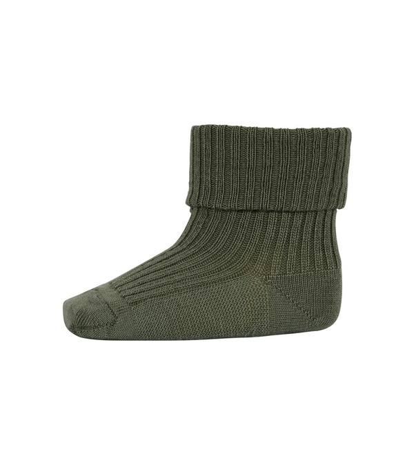 Olivine Green Wool Rib Socks by mp Denmark