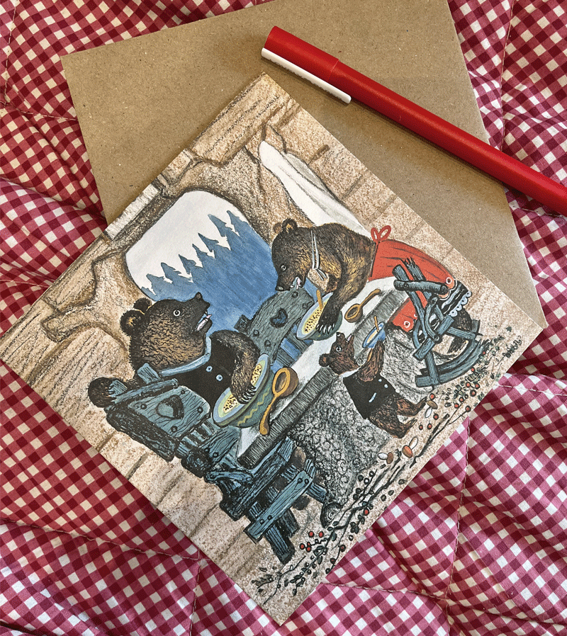 3 Bears Happy Families Card by Kapelki Art