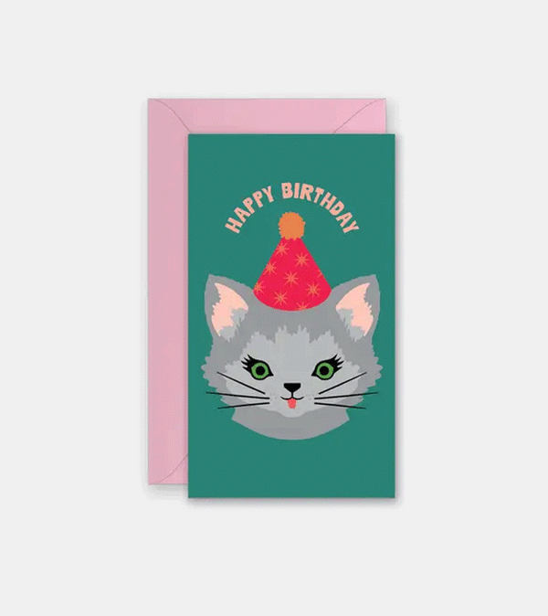 Kitty Cat Birthday Mini Card by Rock Scissor Paper