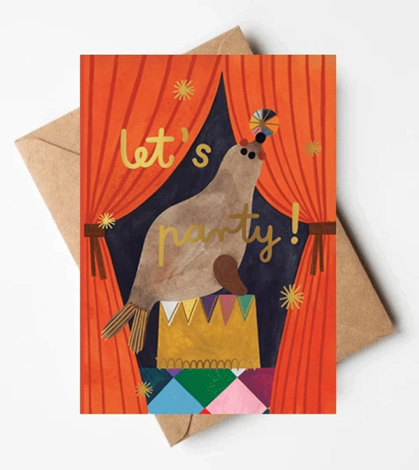 Let's Party Circus Sealion Card by Daria Solak Illustrations