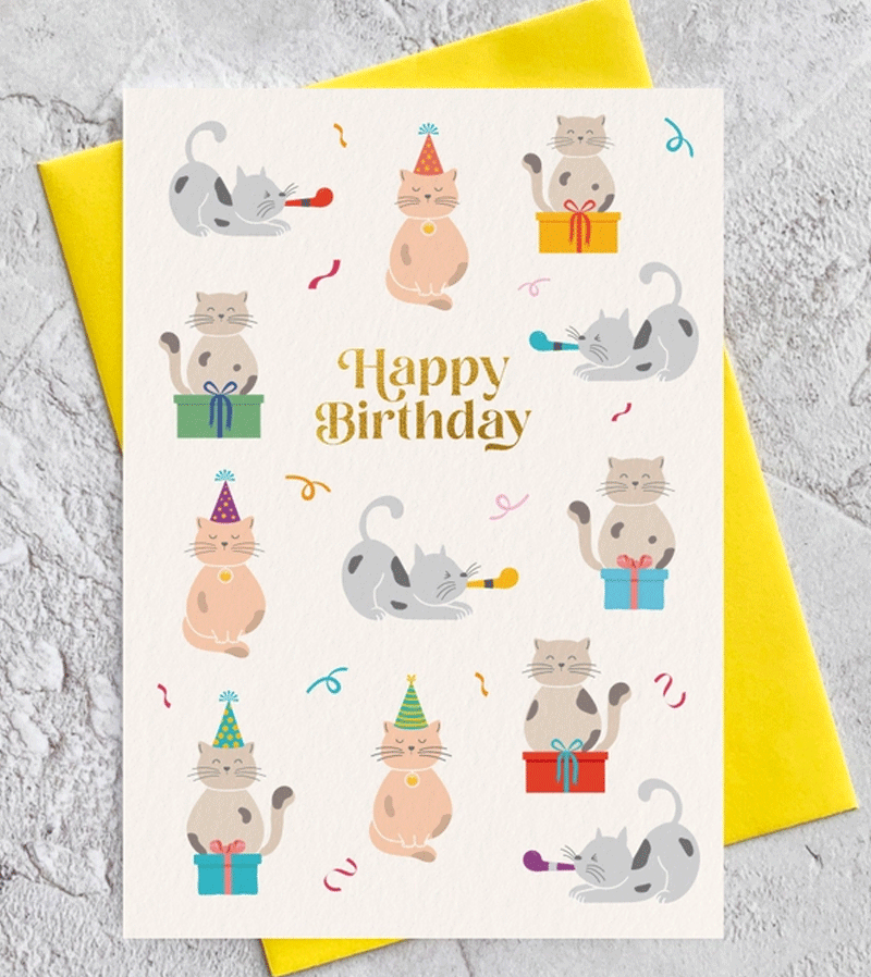 Cats in Party Hats Birthday Card by Heyyy Ltd
