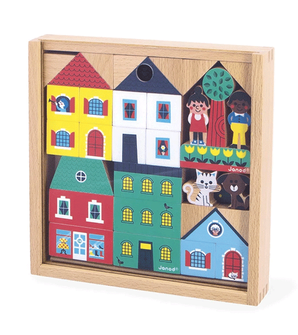 Set of 36 wooden blocks City Cross Roads by Janod