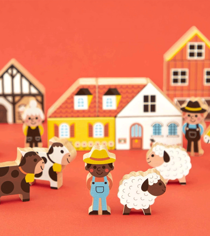 Set of 34 wooden blocks Countryside  Cross Roads by Janod