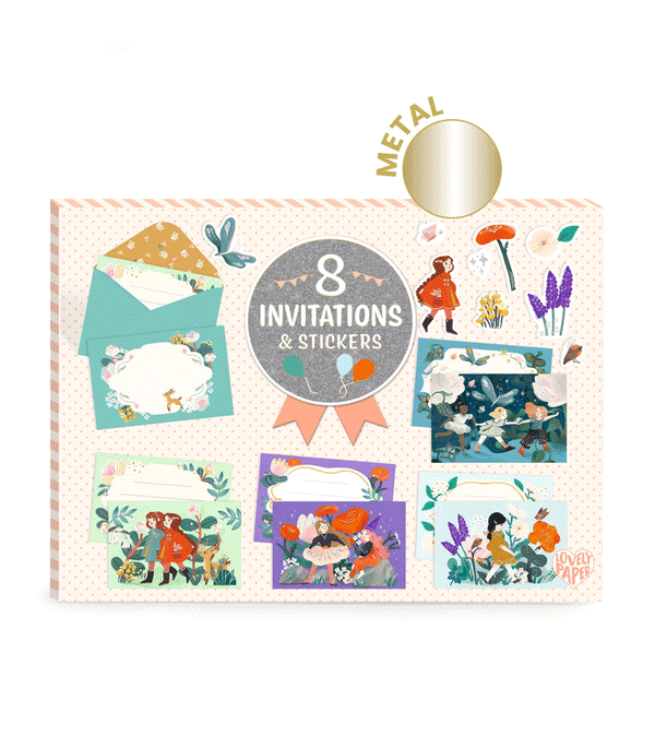 Garden Friends 8 Invitations & Stickers Letter Set by Djeco