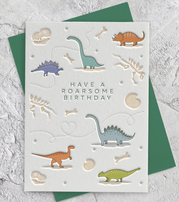 Have a Roarsome Birthday Letterpress Style Card by Heyyy Ltd