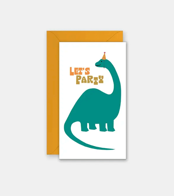 Lets Party Dinosaur Mini Card by Rock Scissor Paper