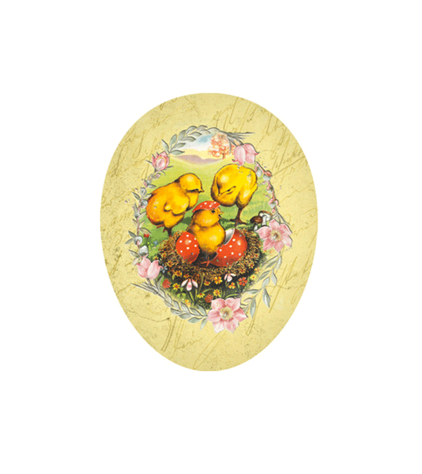 25cm Yellow Chicks Retro Cardboard Easter Egg