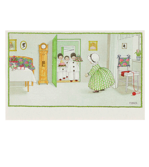 White Clowns Brings Gifts Retro Postcard