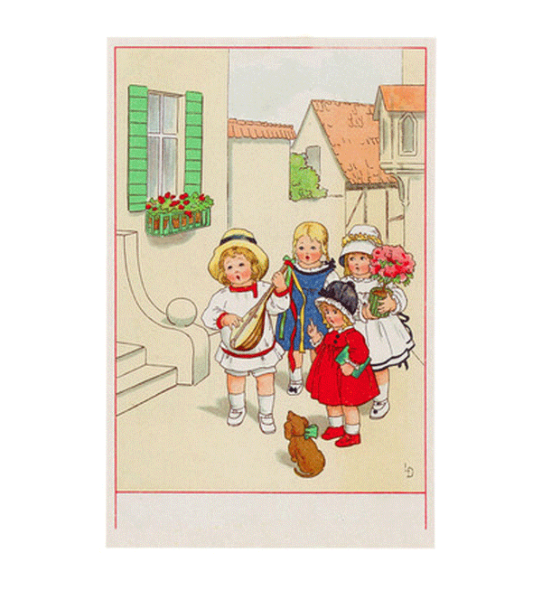 Doorstep Children Retro Postcard