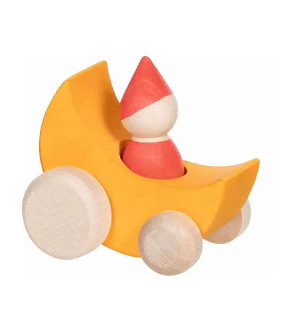 Wooden Moon Car with peg Doll by Goki