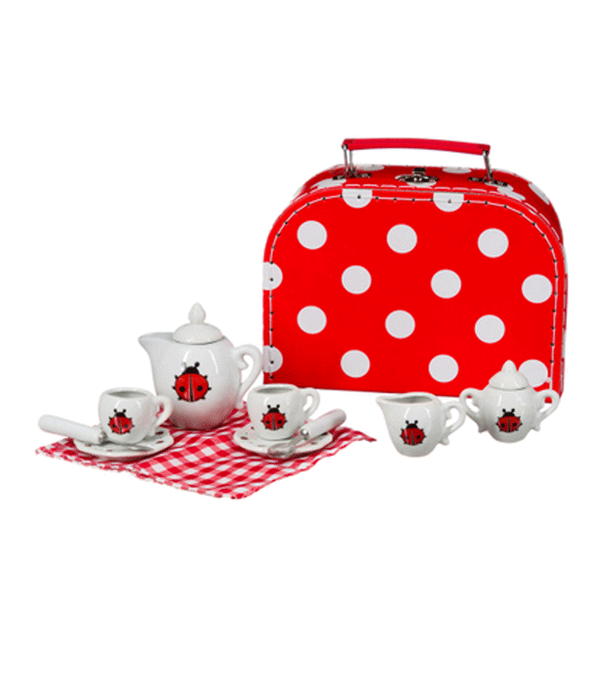 Ceramic Ladybird Tea Set in Suitcase