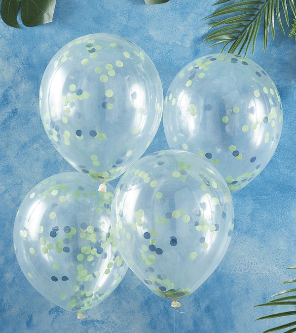 Blue and Green Confetti Balloons by Ginger Ray
