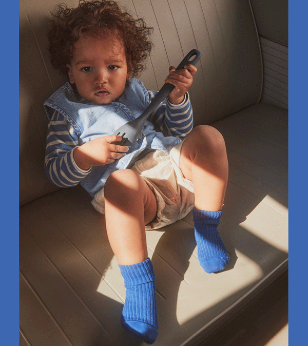 True Blue Cotton Rib Ankle Sock by mp Denmark