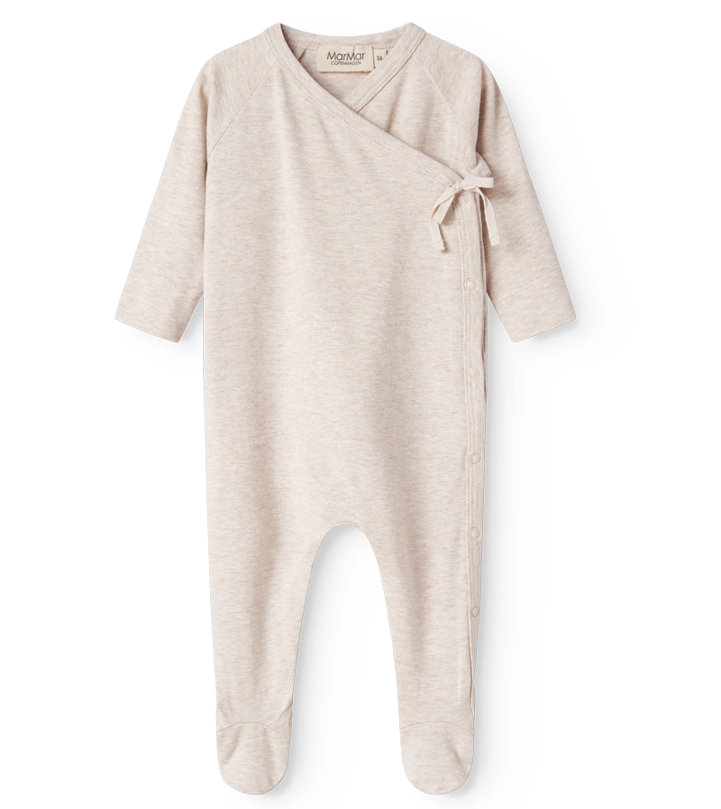 Light Beige Melange Rubetta Modal Wrap Onesie by MarMar Copenhagen