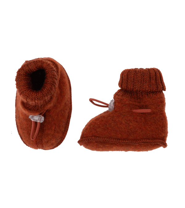 Rust Soft Wool Booties by Joha