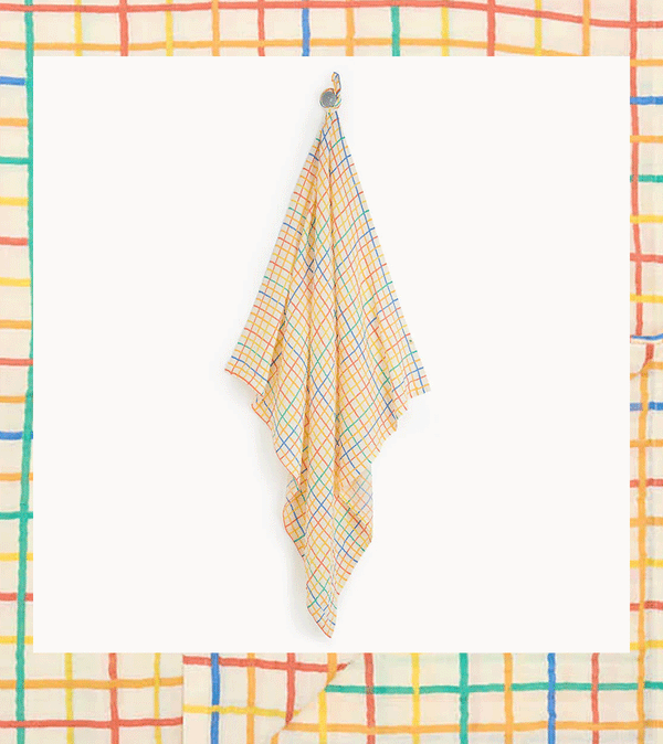 Ditto Rainbow Check Large Muslin Swaddle Blanket by Bonnie Mob
