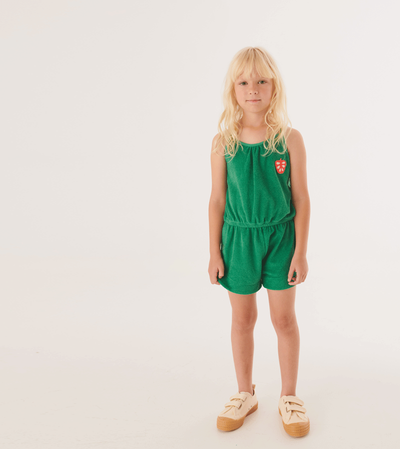 Grass Green Delhi Terry Playsuit by Letter to the World