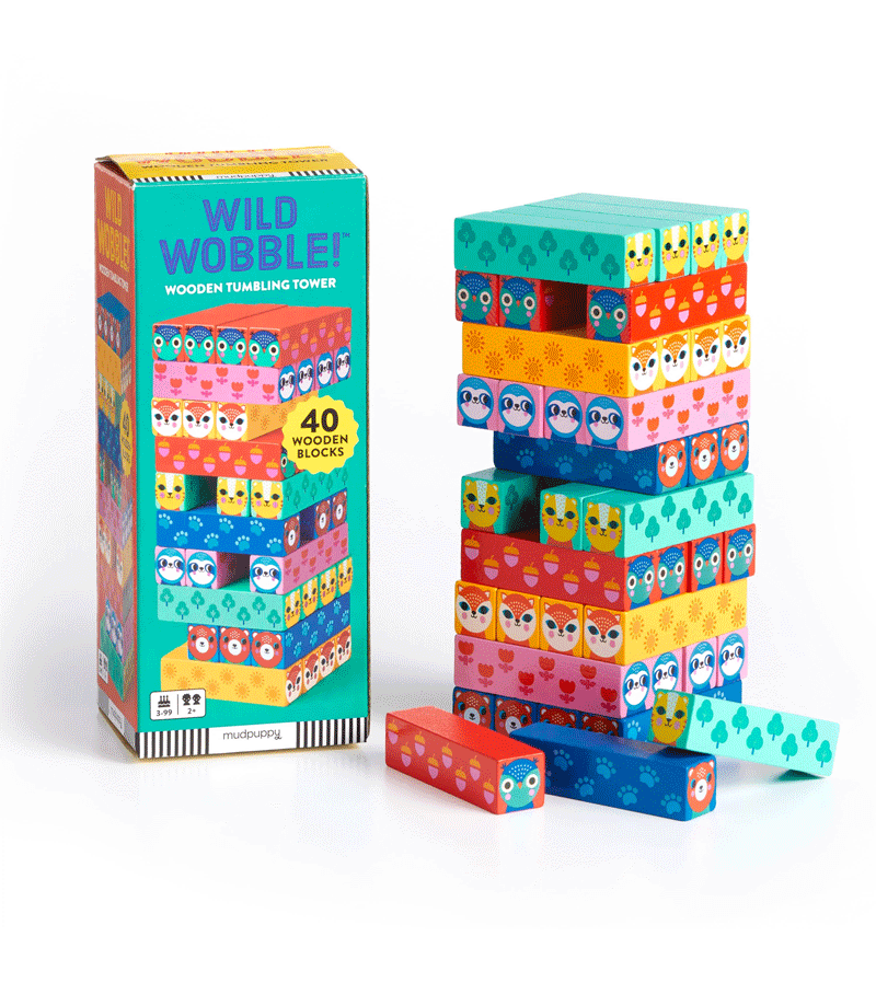 Wild Wobble! Wooden Tumbling Tower by Mudpuppy