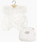 Noa Romper and Hat Set in White Cotton Gauze with Pouch or Baby Dolls by Minikane