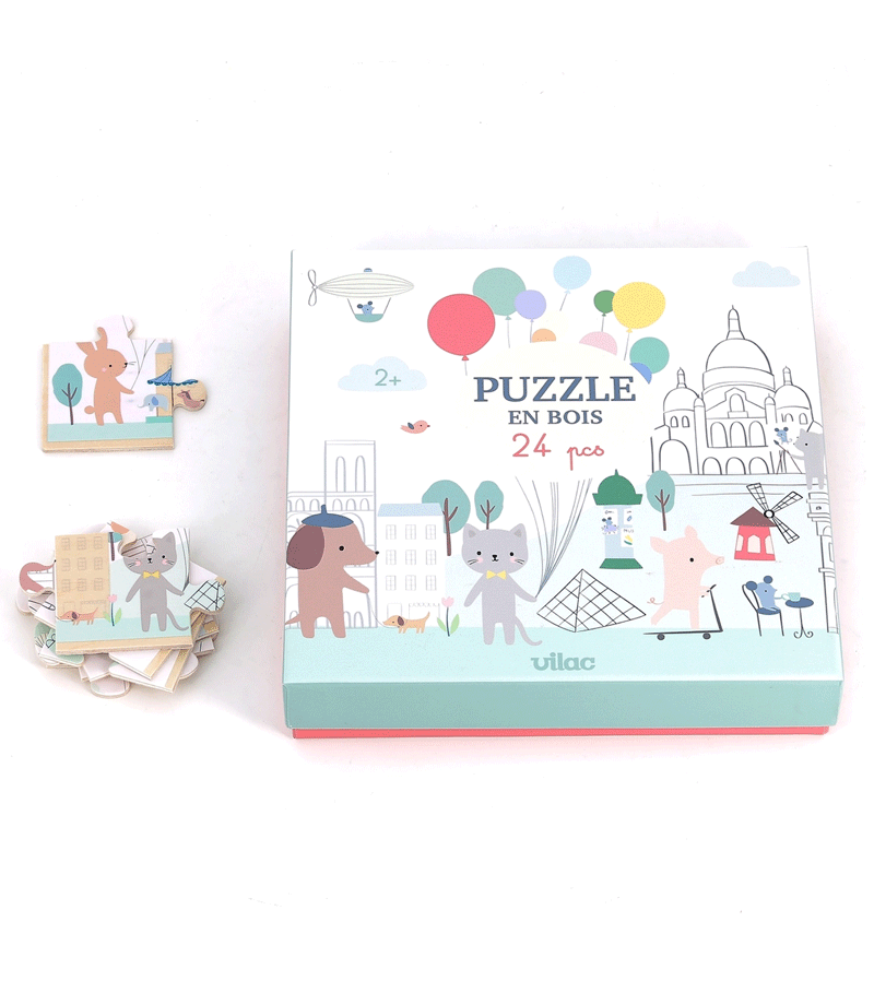 24pcs Wooden Paris Puzzle by Vilac
