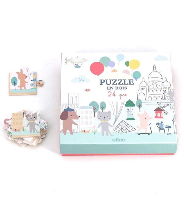 24pcs Wooden Paris Puzzle by Vilac