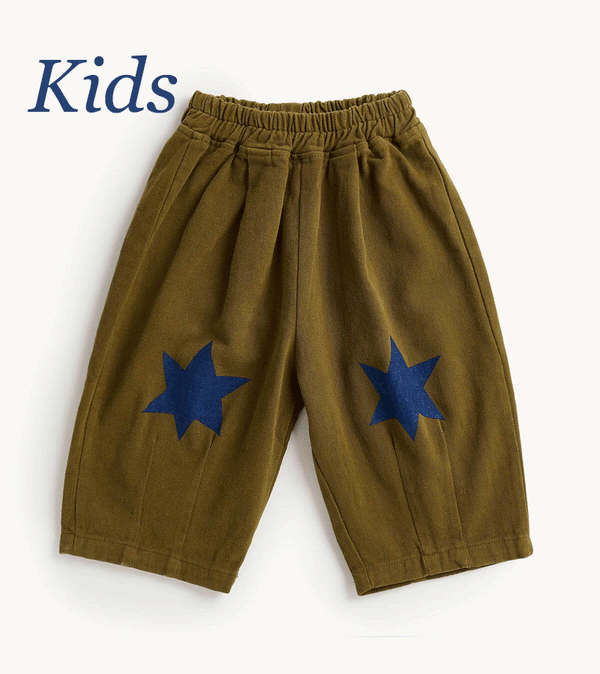 Olive Star Ziggy Barrel Kids Trousers by Bonnie Mob