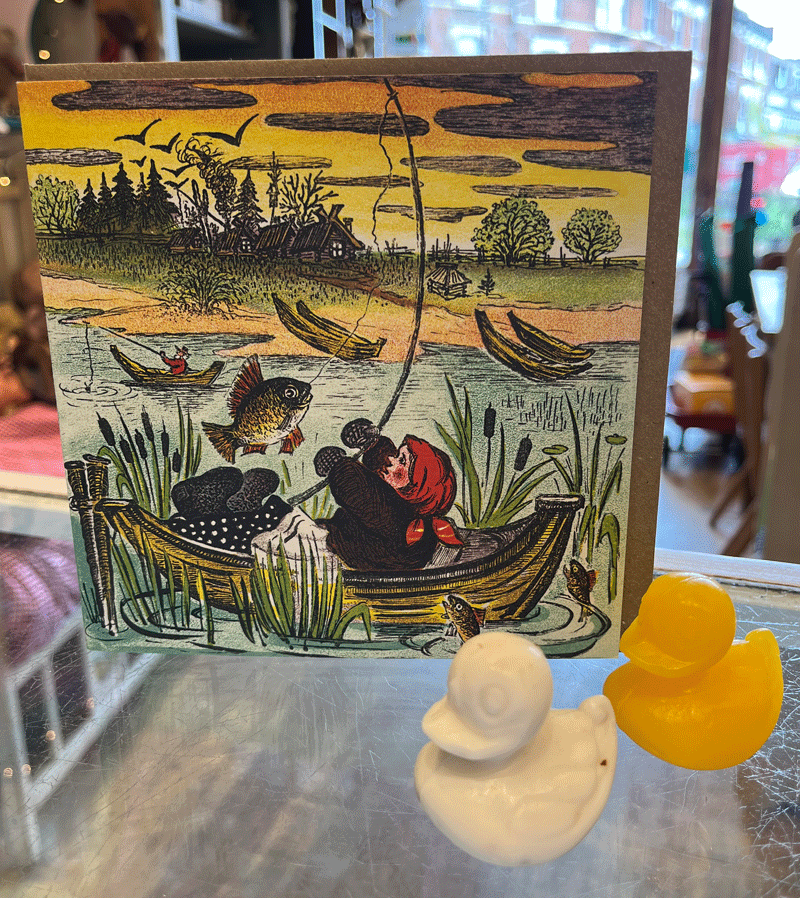 Fisherwoman Card from  Happy families series by Kapelki Art