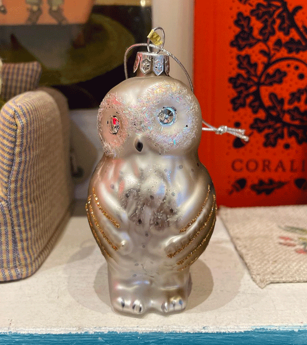 Bashful Owl Glass Ornament by Cody Foster - Niddle Noddle