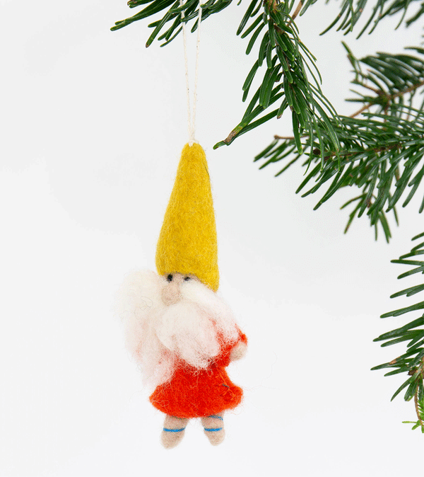 Elf in Yellow Hat Felt Ornament by AfroArt - Niddle Noddle