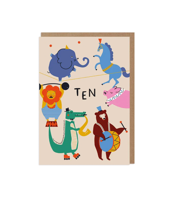 Age 10 Circus Ten Kids 10th Birthday Card by betiobca - Niddle Noddle