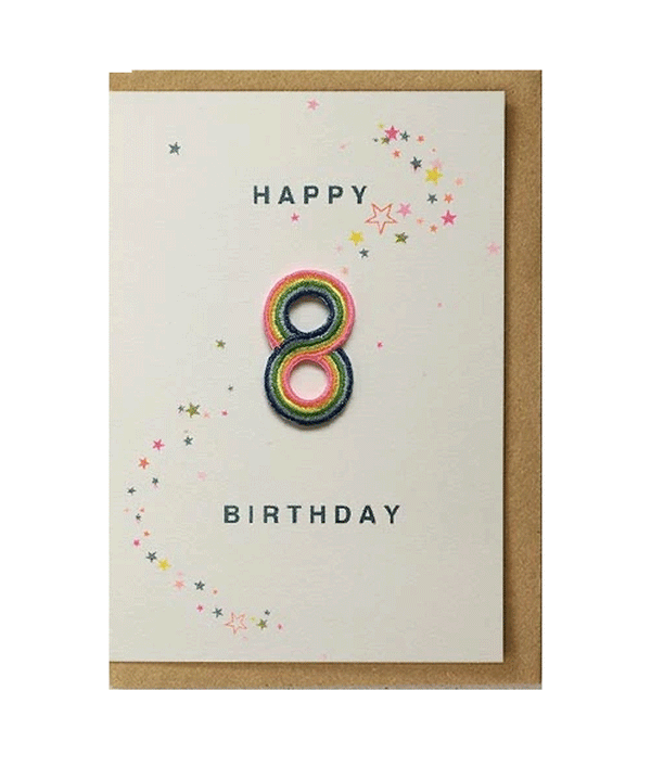 Age 8 Rainbow Birthday Card by Petra Boase - Niddle Noddle