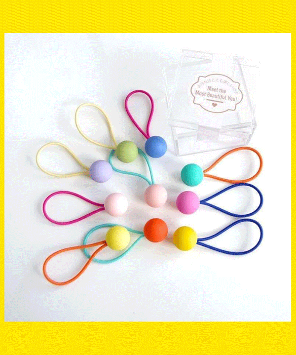 Set of 10 Multi Coloured Ball Hair Ties