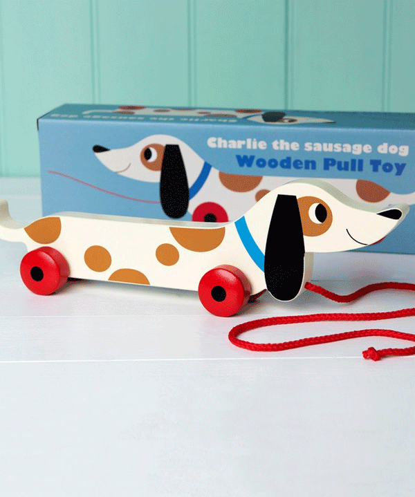 Charlie The Sausage Dog Wooden Pull Toy - Niddle Noddle