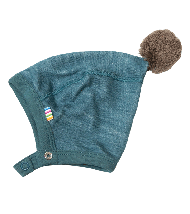 Teal Pointed Pom Pom Hat by Joha - Niddle Noddle