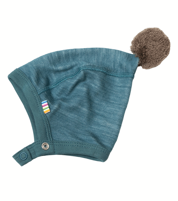 Teal Pointed Pom Pom Hat by Joha - Niddle Noddle