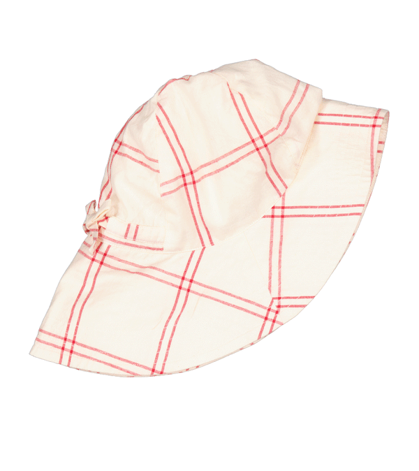 Red Check Alba Long Sun Hat by MarMar Copenhagen - Niddle Noddle