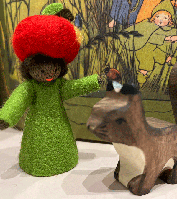 Dark Skin Apple Mini Waldorf Doll - Niddle Noddle