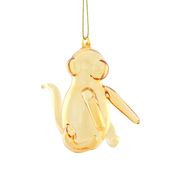 Orange Balloon Monkey Glass Ornament By Cody Foster - Niddle Noddle