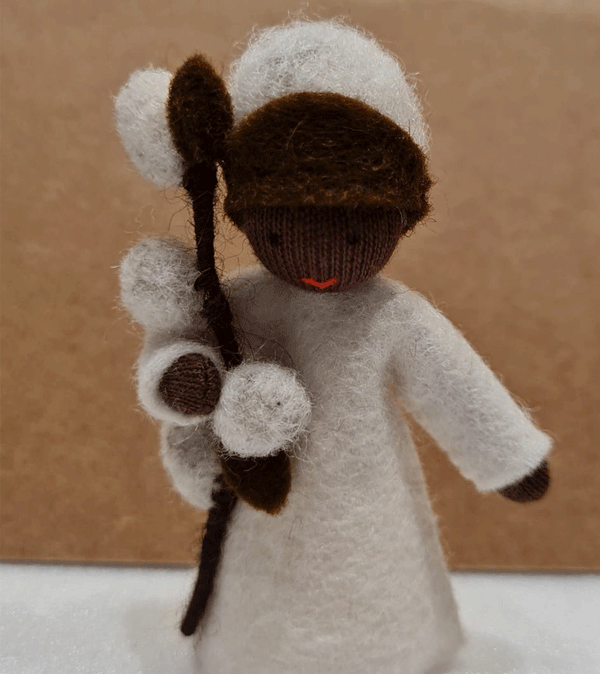 Dark Skin Catkin Waldorf Felt Doll - Niddle Noddle