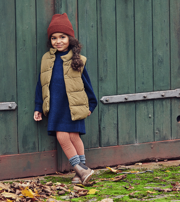 Canyon Rose Cotton Rib Tights by mp Denmark - Niddle Noddle